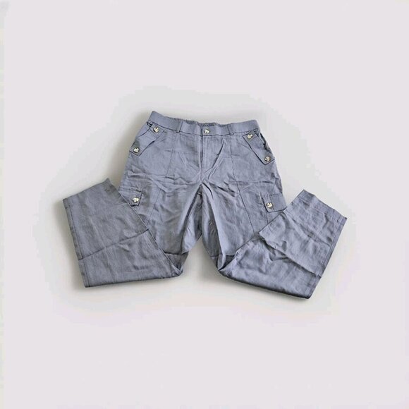 Torrid Pants Womens 14 Tall Charcoal Gray Linen Blend Cargo Tapered Pockets - Picture 10 of 14